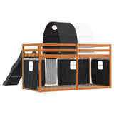 Lit superposé sans matelas avec toboggan blanc noir 90x200 cm