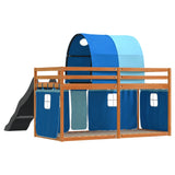 Lit superposé sans matelas avec toboggan et rideaux 90x200 cm