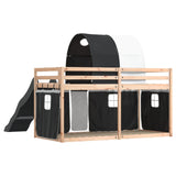 Lit superposé sans matelas avec toboggan blanc noir 80x200 cm