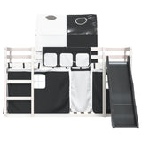 Bunk bed without mattress with slide white black 80x200 cm