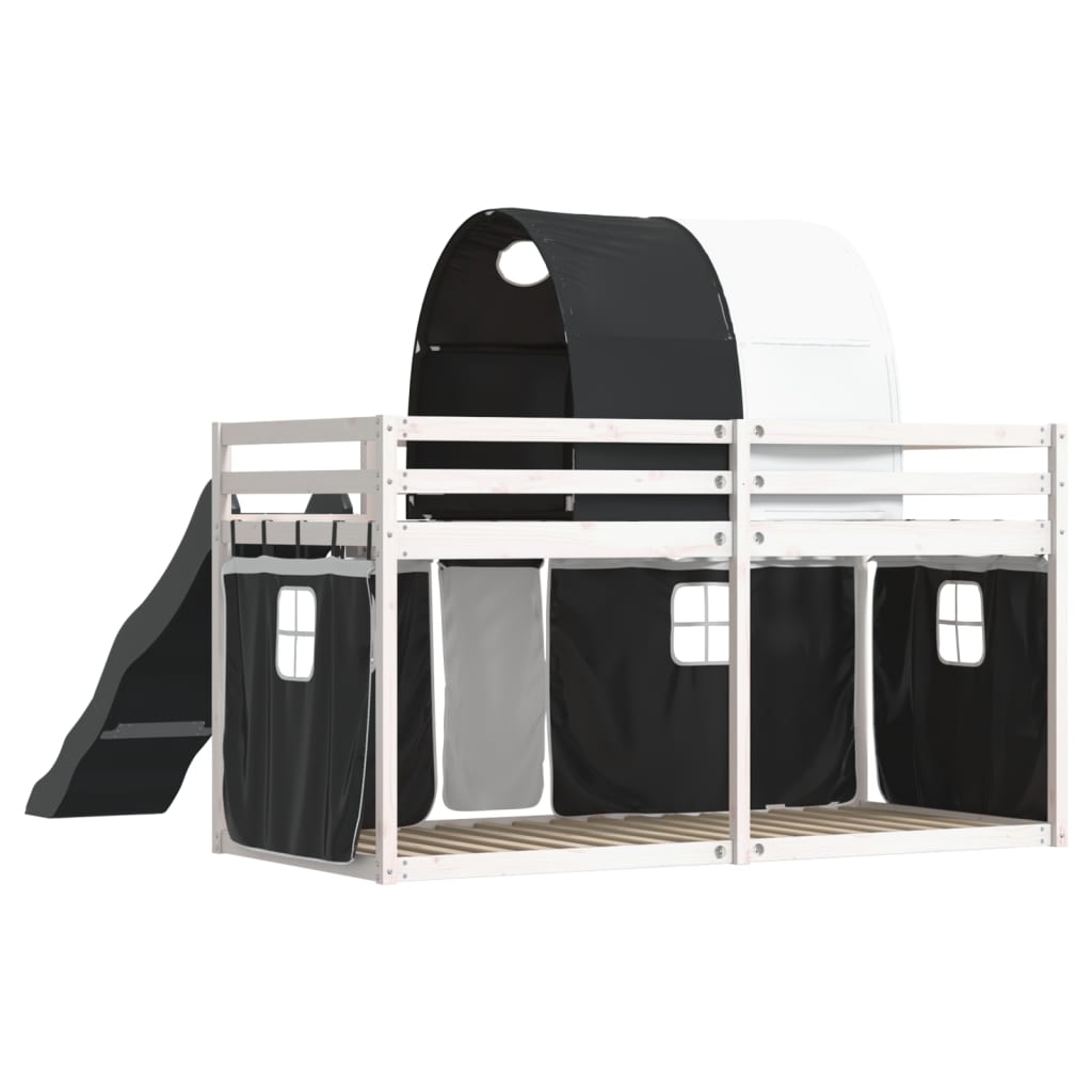 Bunk bed without mattress with slide white black 80x200 cm