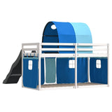 Lit superposé sans matelas avec toboggan et rideaux 80x200 cm