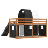 Lit superposé sans matelas avec toboggan blanc noir 80x200 cm