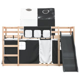 Lit superposé sans matelas avec toboggan blanc noir 90x190 cm