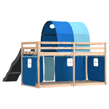 Lit superposé sans matelas avec toboggan et rideaux 90x190 cm