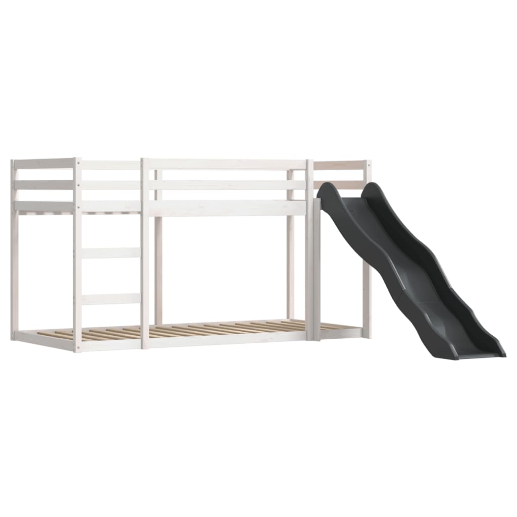 Lit superposé sans matelas avec toboggan et rideaux 90x190 cm