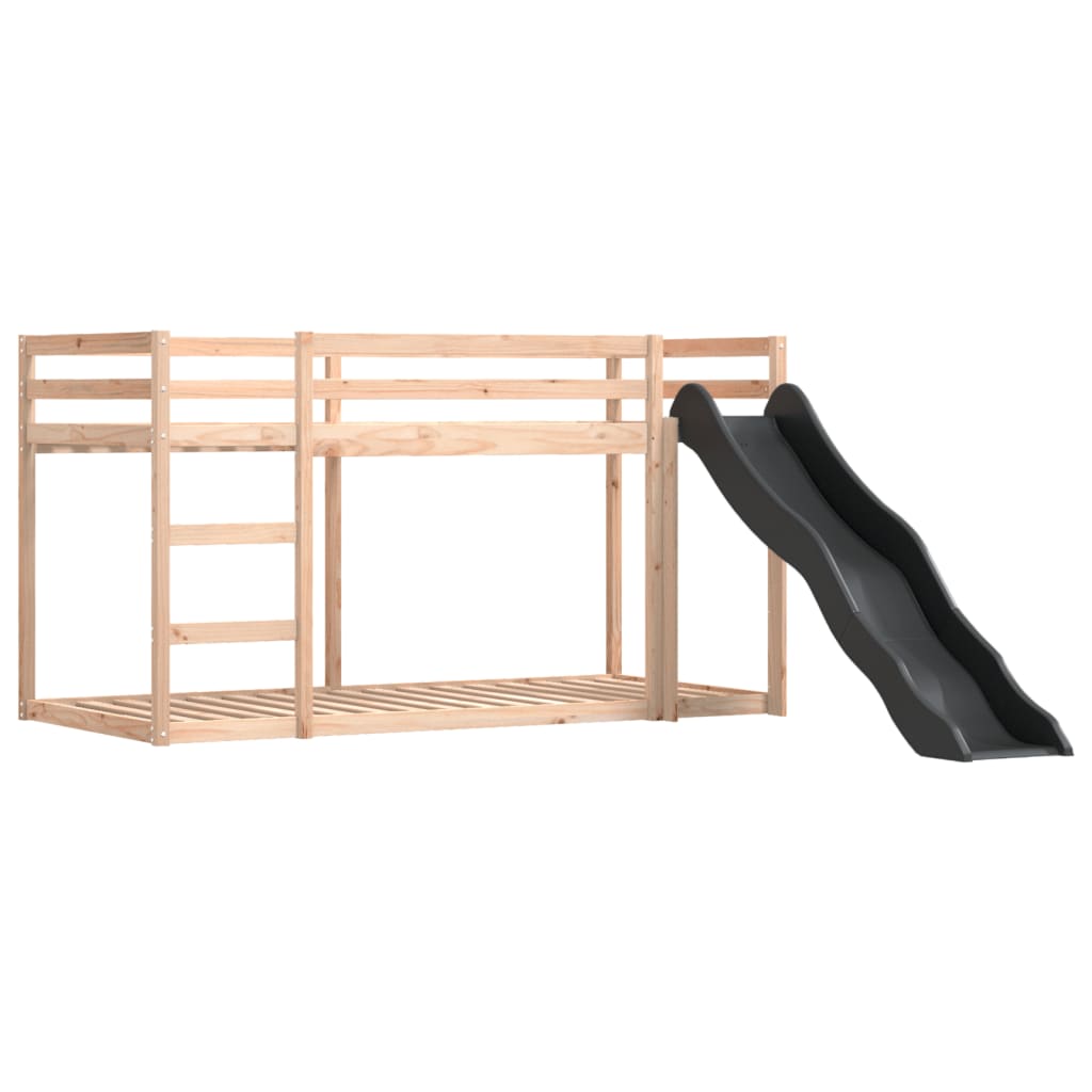 Lit superposé sans matelas avec toboggan et rideaux 80x200 cm