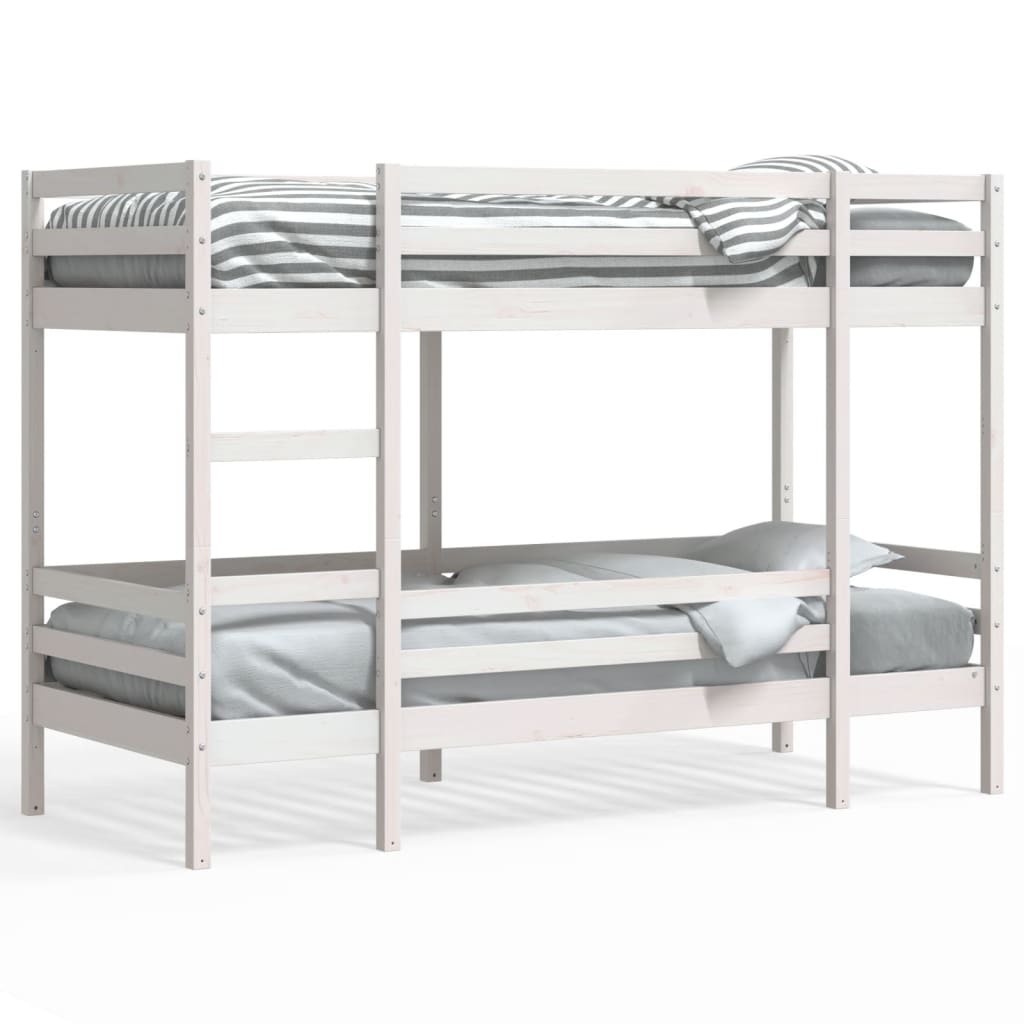 Lit superposé sans matelas blanc 80x200 cm bois de pin massif