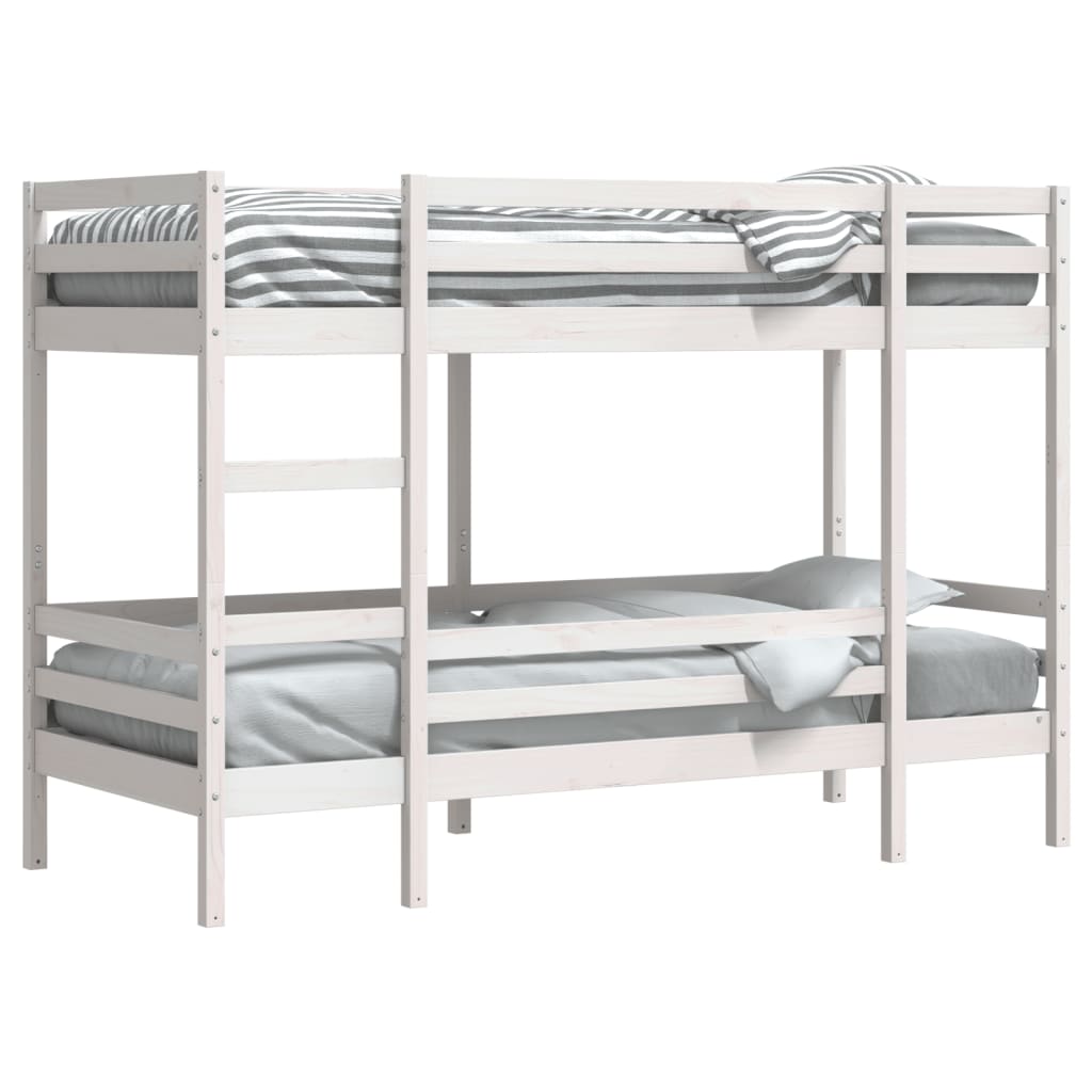 Lit superposé sans matelas blanc 80x200 cm bois de pin massif