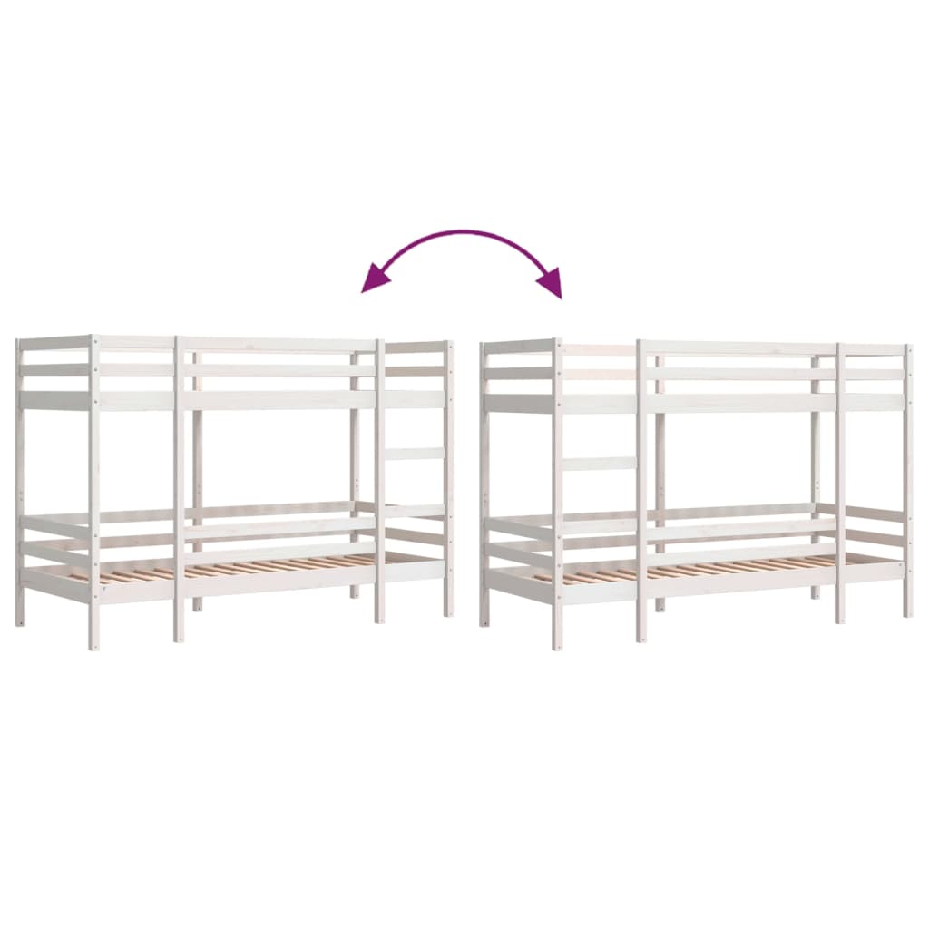 Lit superposé sans matelas blanc 80x200 cm bois de pin massif