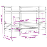 Lit superposé sans matelas blanc 80x200 cm bois de pin massif