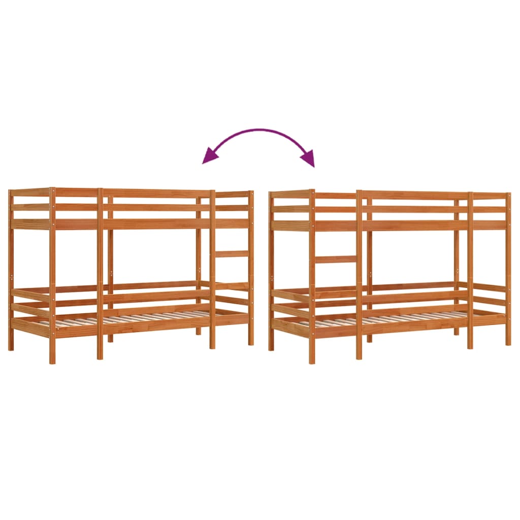 Lit superposé sans matelas cire marron 80x200 cm pin massif