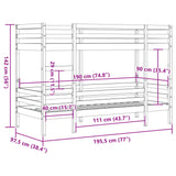 Lit superposé sans matelas blanc 90x190 cm bois de pin massif