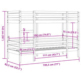 Lit superposé sans matelas 75x190 cm bois de pin massif