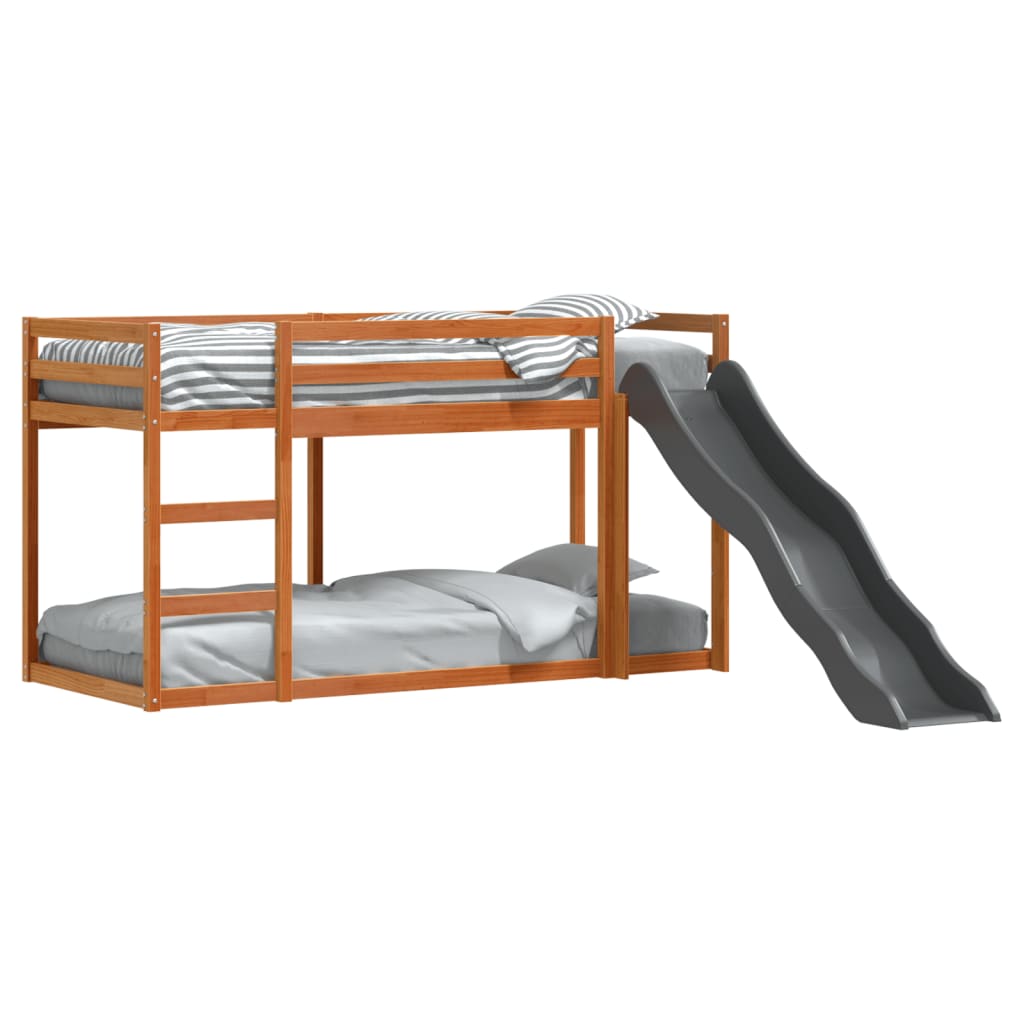 Lit superposé avec toboggan et échelle sans matelas 90x200 cm