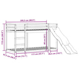 Lit superposé avec toboggan et échelle sans matelas 90x200 cm