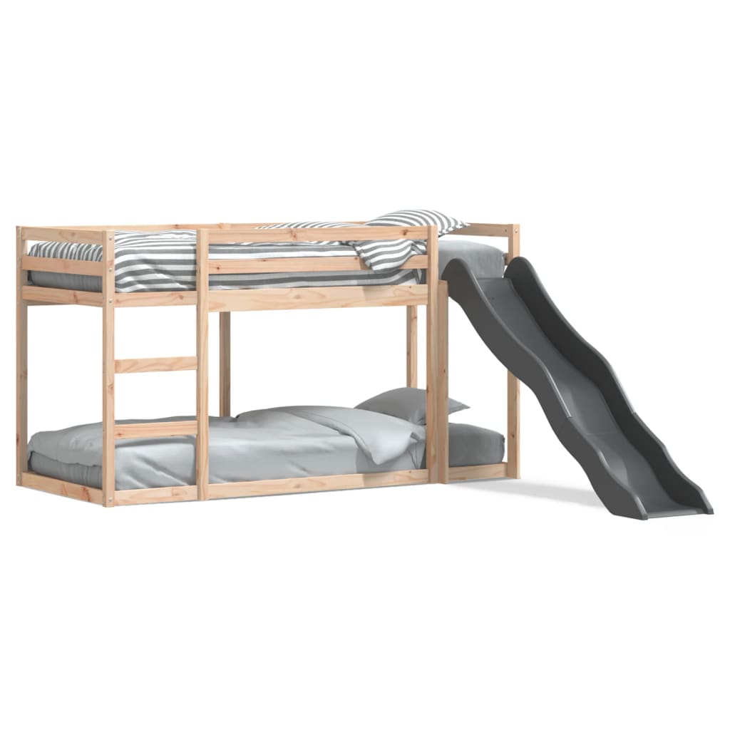 Lit superposé avec toboggan et échelle sans matelas 90x190 cm