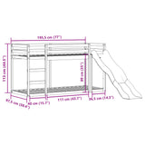 Lit superposé avec toboggan et échelle sans matelas 90x190 cm