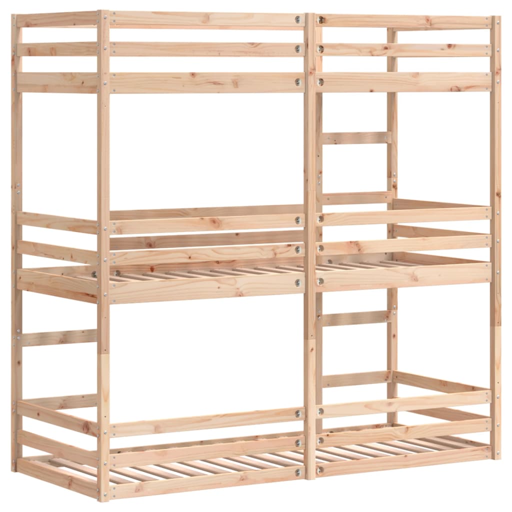 Lit superposé triple sans matelas 80x200 cm bois de pin massif