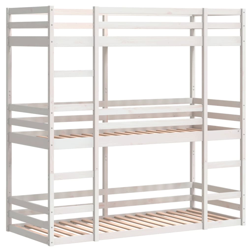 Lit superposé triple sans matelas 80x200 cm bois de pin massif