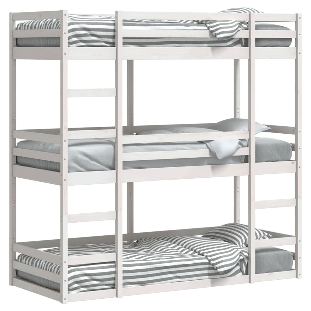 Lit superposé triple sans matelas 80x200 cm bois de pin massif