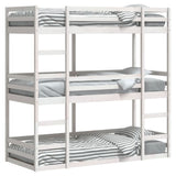 Lit superposé triple sans matelas 80x200 cm bois de pin massif