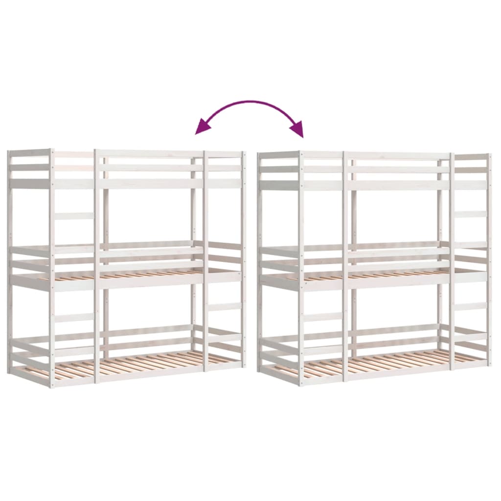 Lit superposé triple sans matelas 80x200 cm bois de pin massif