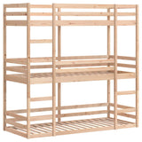 Lit superposé triple sans matelas 90x200 cm bois de pin massif