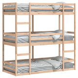 Lit superposé triple sans matelas 90x200 cm bois de pin massif