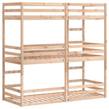 Lit superposé triple sans matelas 90x200 cm bois de pin massif