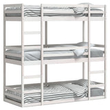 Lit superposé triple sans matelas 90x190 cm bois de pin massif