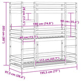 Lit superposé triple sans matelas 90x190 cm bois de pin massif