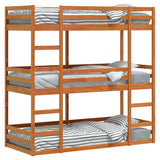 Lit superposé triple sans matelas 90x190 cm bois de pin massif