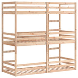 Lit superposé triple sans matelas 75x190 cm bois de pin massif