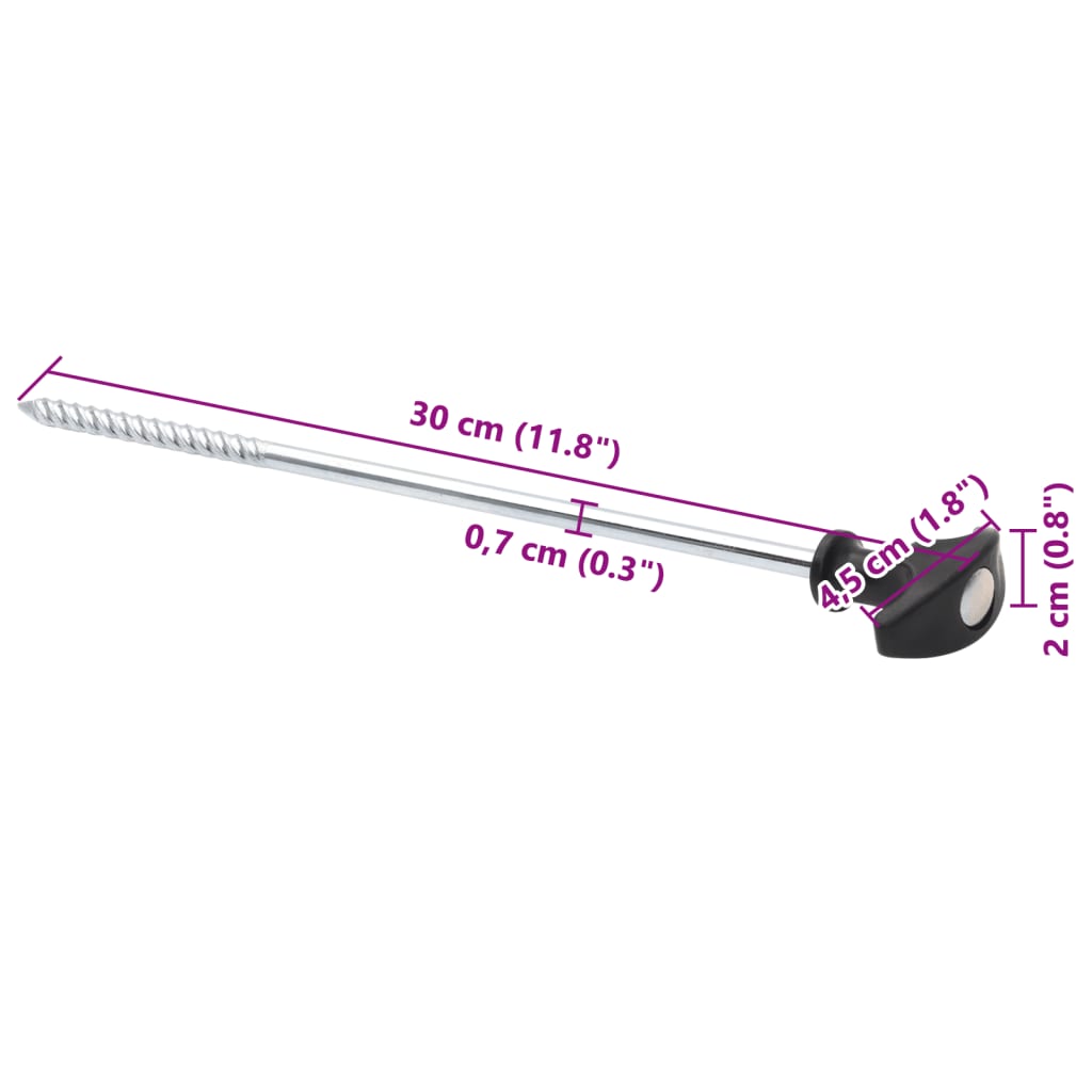 Piquets de tente 24 pcs 30 cm Ø7 mm acier galvanisé