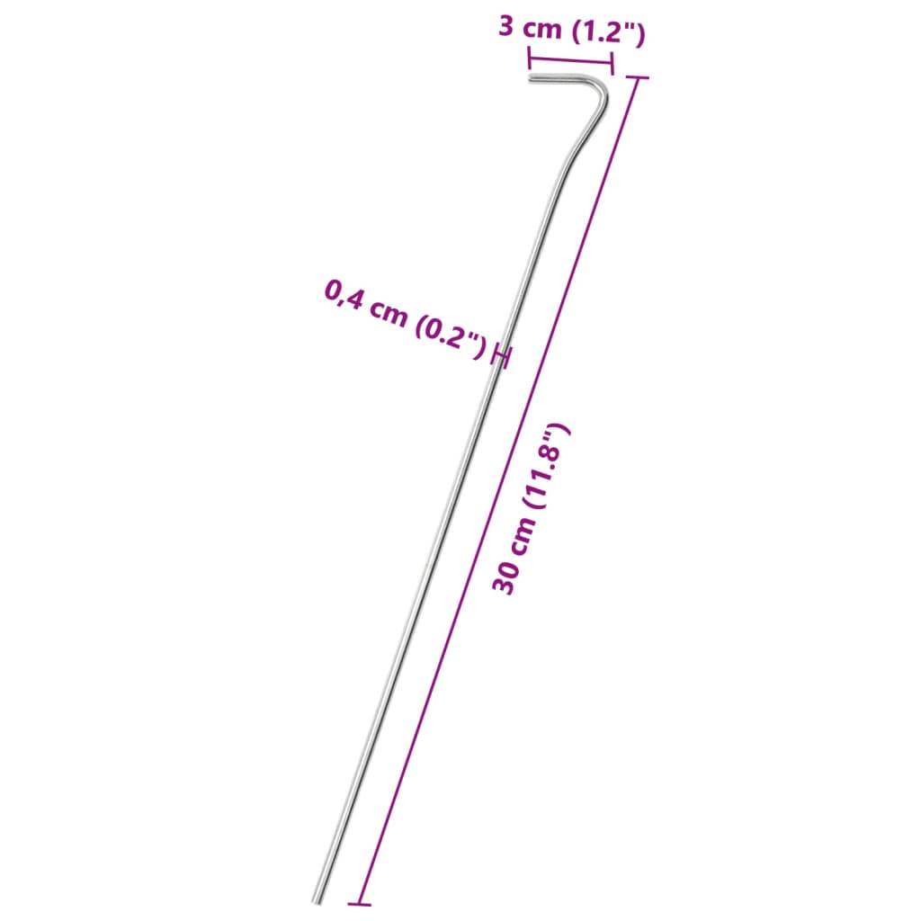 Zeltheringe 50 Stück 30 cm Ø4 mm verzinkter Stahl