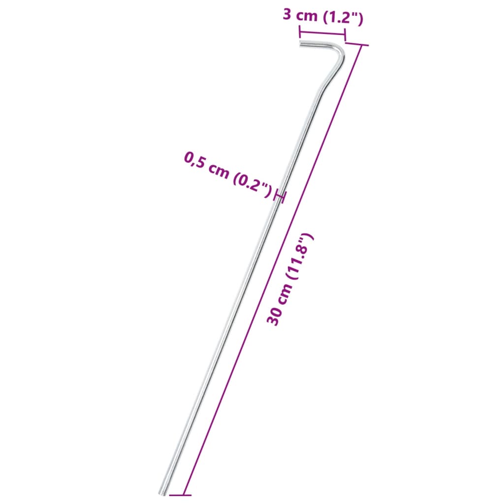 Zeltheringe 25 Stück 30 cm Ø5 mm verzinkter Stahl