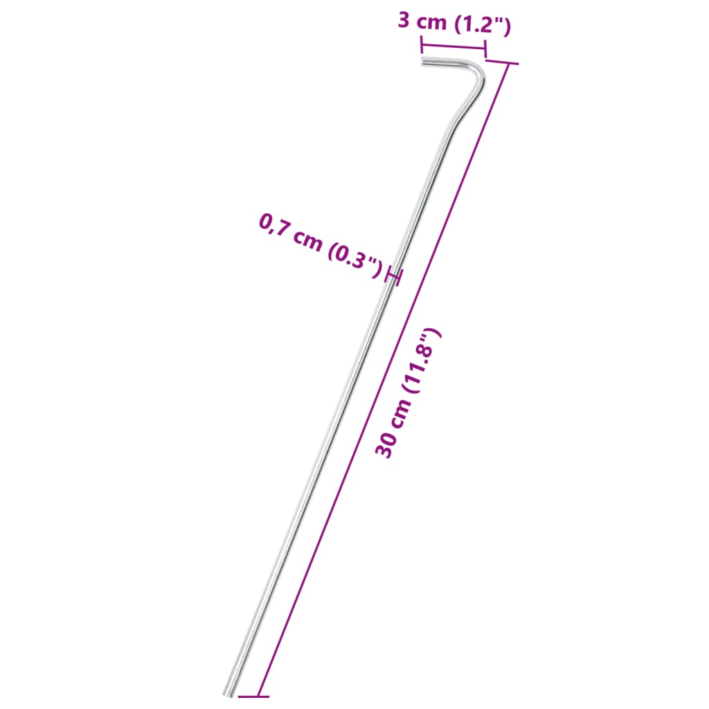 Zeltheringe 50 Stück 30 cm Ø7 mm verzinkter Stahl