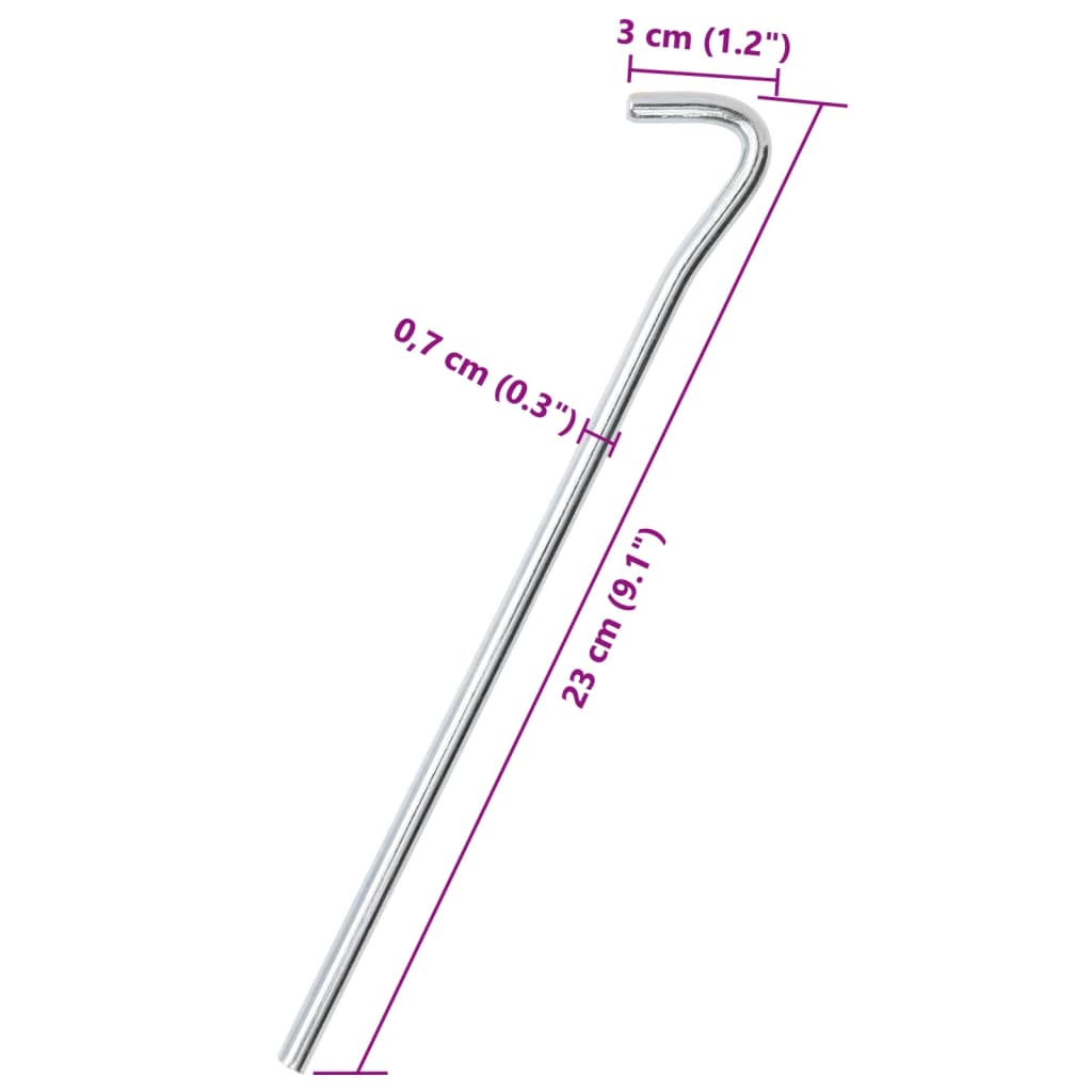 Piquets de tente 50 pcs 23 cm Ø7 mm acier galvanisé