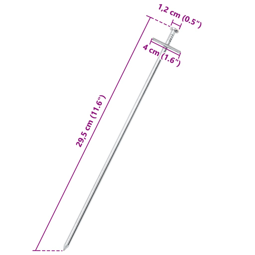 Zeltheringe 24 Stück 29,5 cm Ø6 mm verzinkter Stahl