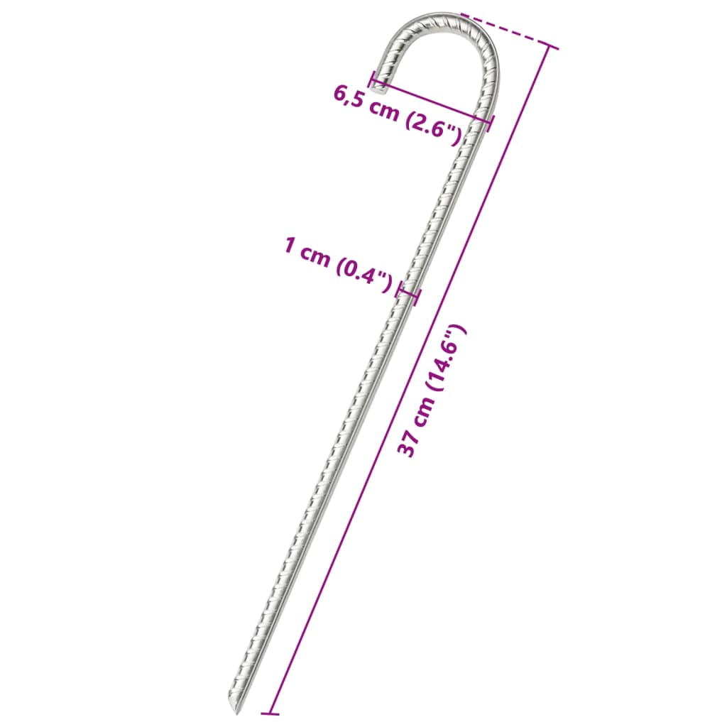 Zeltheringe 6 Stück 37 cm Ø10 mm verzinkter Stahl