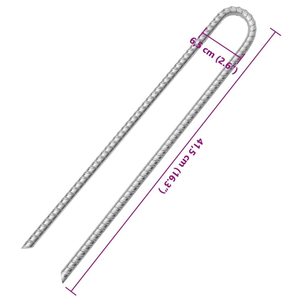 Zeltheringe 6 Stück U-Form 41,5 cm Ø12 mm verzinkter Stahl