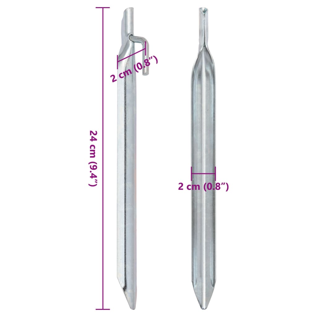 Zeltheringe 24 Stück, V-förmig, 24 cm, Ø 20 mm, verzinkter Stahl