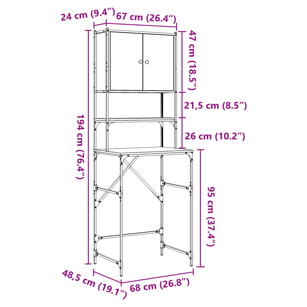 Armoire de machine à laver chêne sonoma 68x48,5x194 cm