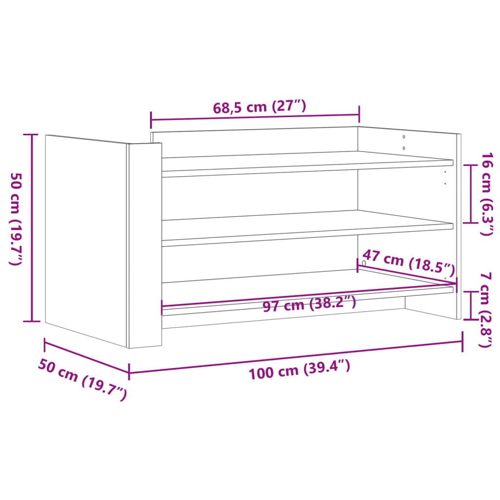 Schwarzer Couchtisch 100x50x50 cm aus Holzwerkstoff