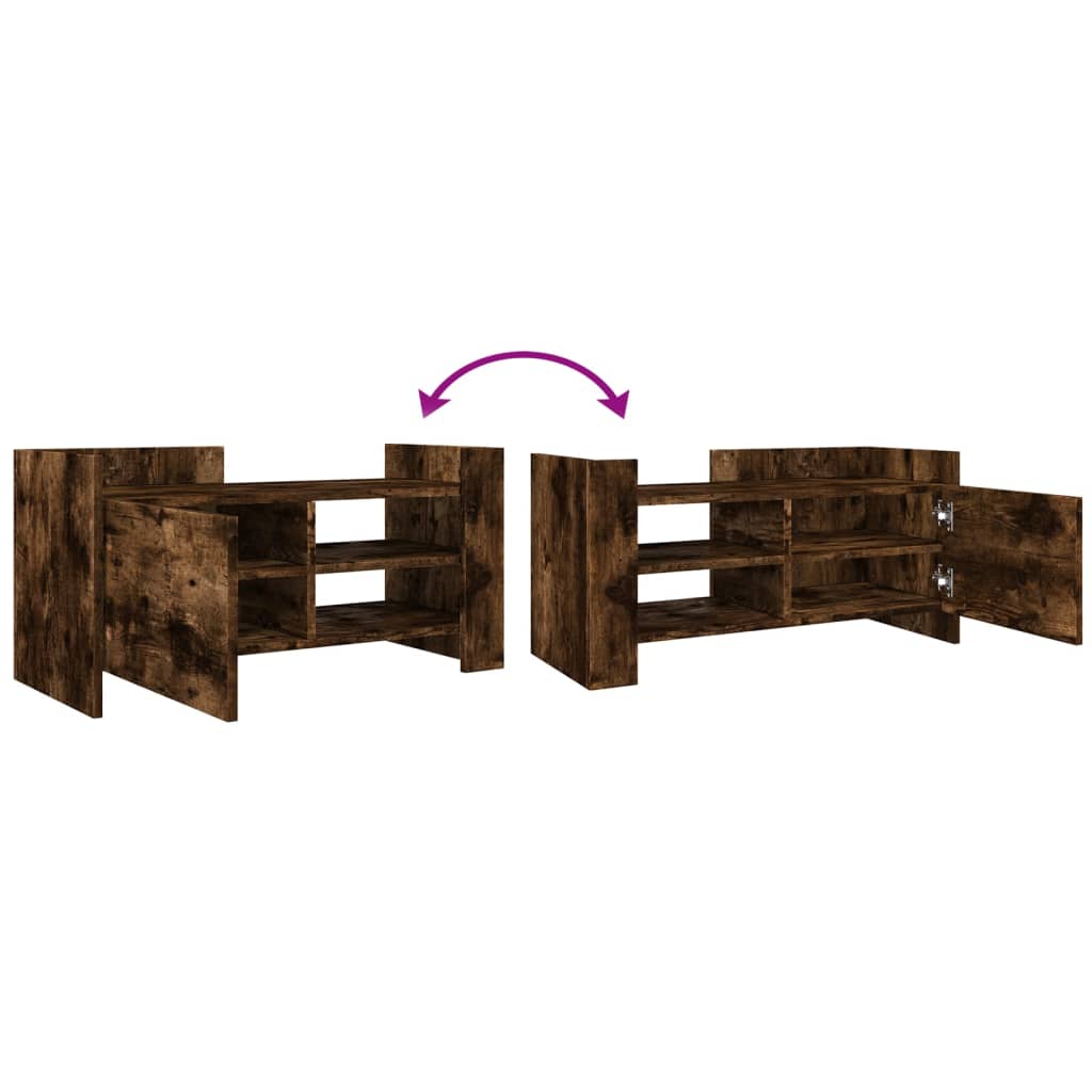 Meuble TV chêne fumé 80x35x40 cm bois d'ingénierie