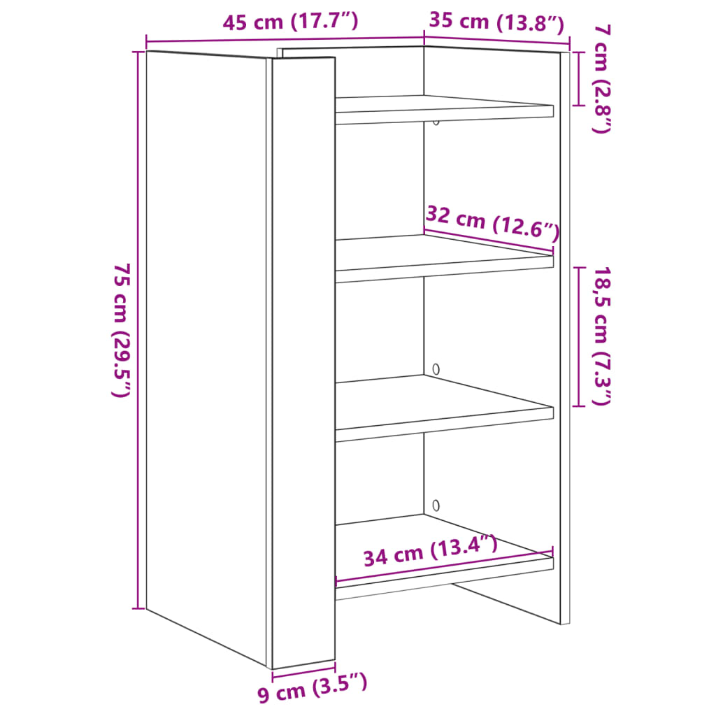 Buffet blanc 45x35x75 cm bois d'ingénierie