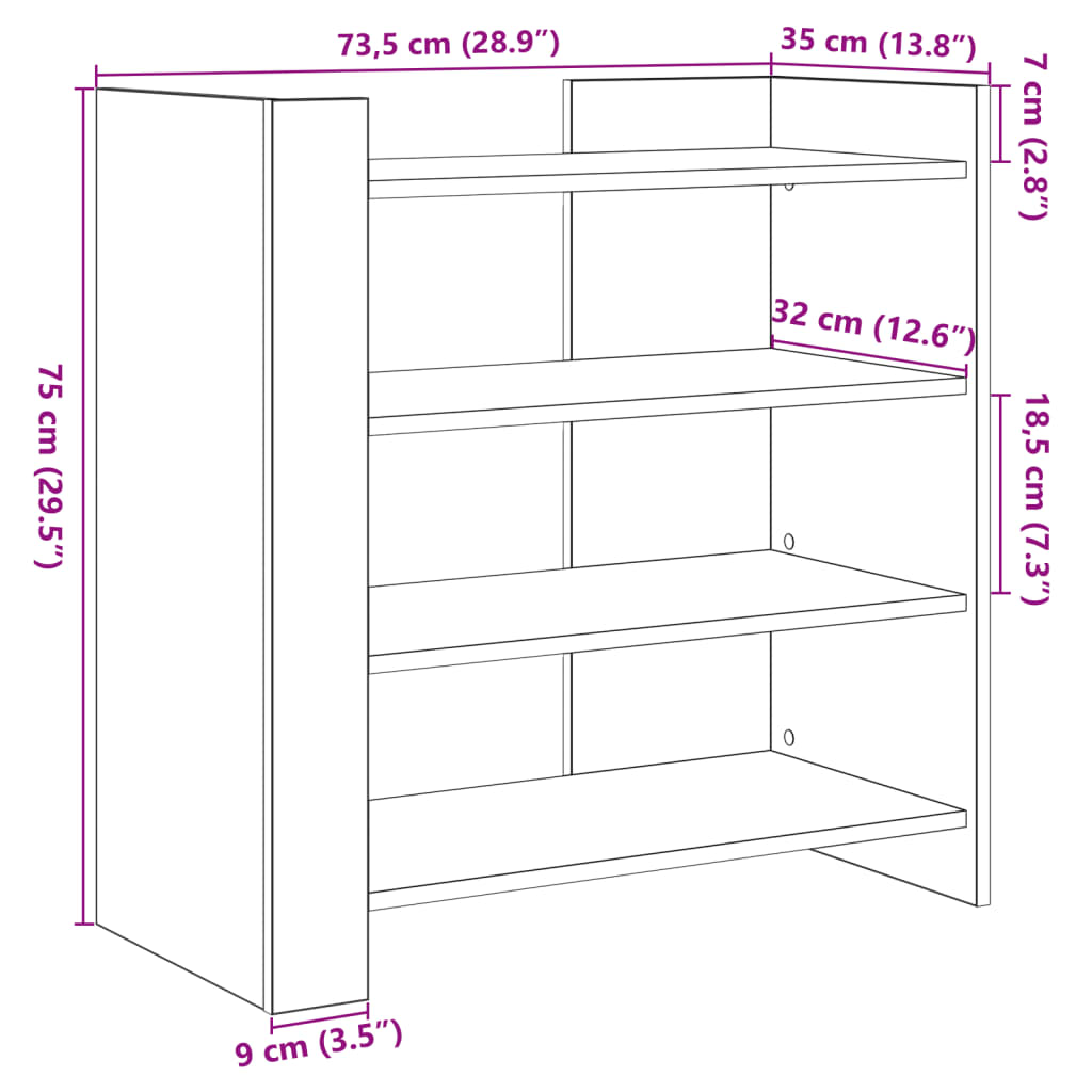 Buffet blanc 73,5x35x75 cm bois d’ingénierie