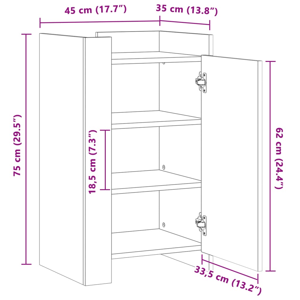 Buffet blanc 45x35x75 cm bois d'ingénierie