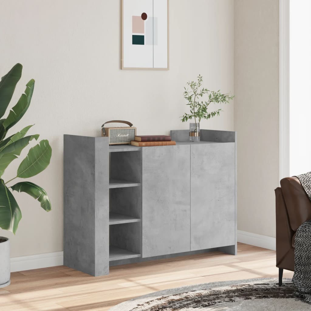 Concrete gray sideboard 100x35x75 cm engineered wood